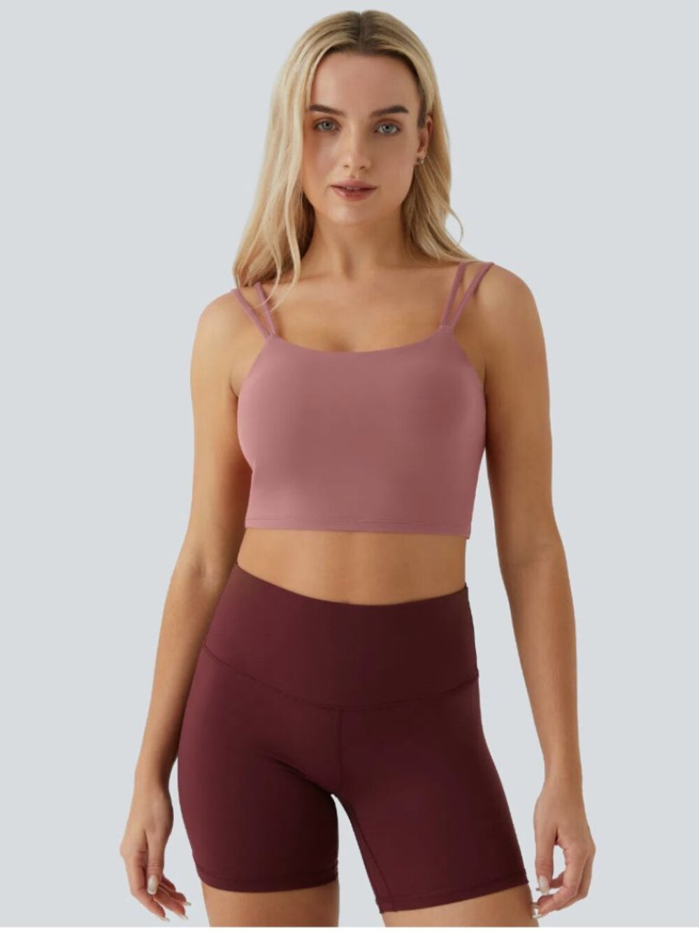 Halara Double Straps Cropped Yoga Tank Top Nostalgia Rose XS